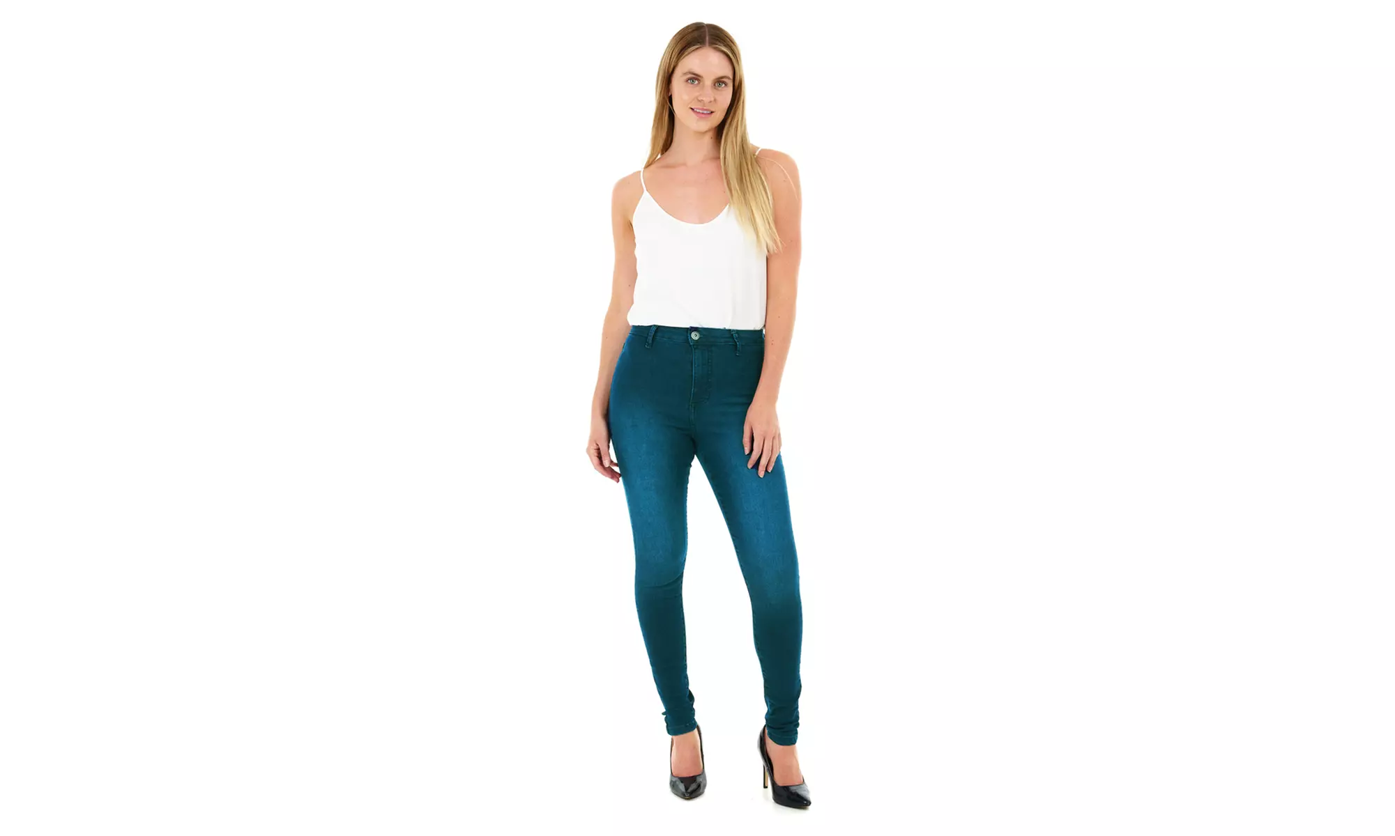 High-Waisted Skinny Fit Denim Jeans
