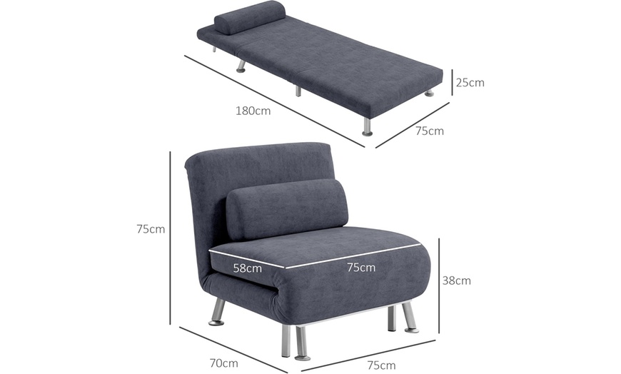 Image 31: HomCom Convertible Single Sleeper Chair Sofa Bed