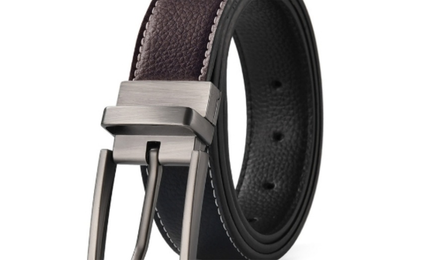 Image 4: Reversible Leather Belt for Men