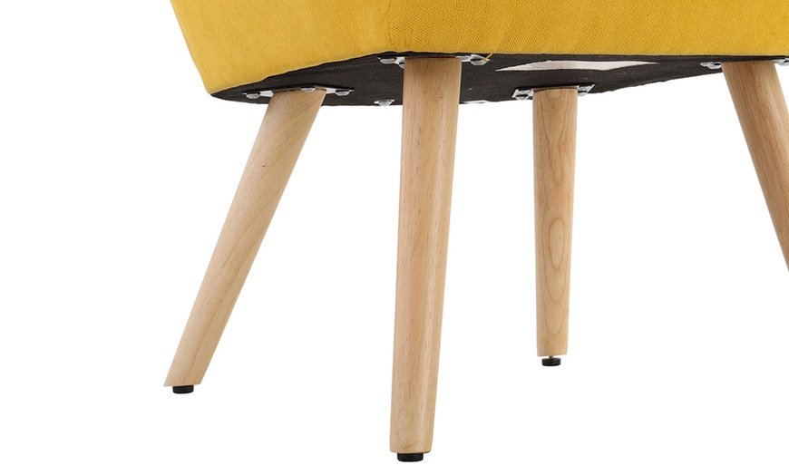 Image 5: Living And Home Tufted Button Linen Wing Back Armchair