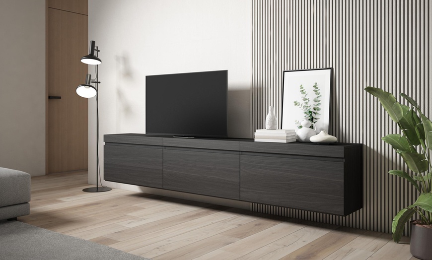 Image 3: Meuble TV suspendu avec grande capacité de rangement  