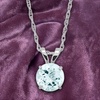 Image 1: Paris Jewelry 24k White Gold Plated 4 Cttw Round 18 Inch Aquamarine Necklace