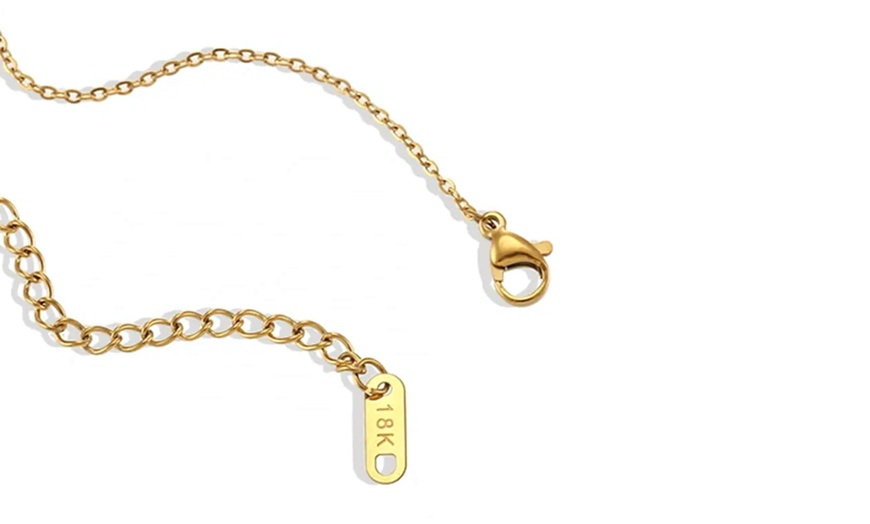 Image 5: Collar chapado en oro de 18K con colgante de luna de perla