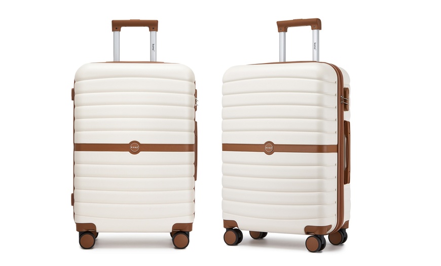 Image 12: KONO Stylish Stripe Design Suitcase with Spinner Wheels