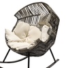 Image 2: Silla mecedora con forma de huevo tejida en ratán PE