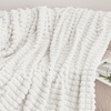 Image 3: Faux Rabbit Fur Waffle Throw - Super Soft, Luxury Blanket