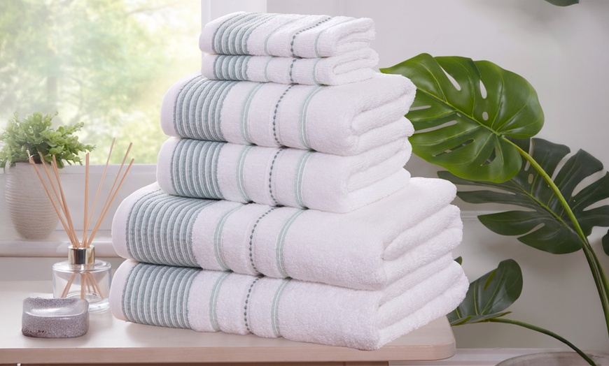 Image 3: Dakota 6-Piece Towel Bale - 500gsm Cotton, Soft, Striped Design