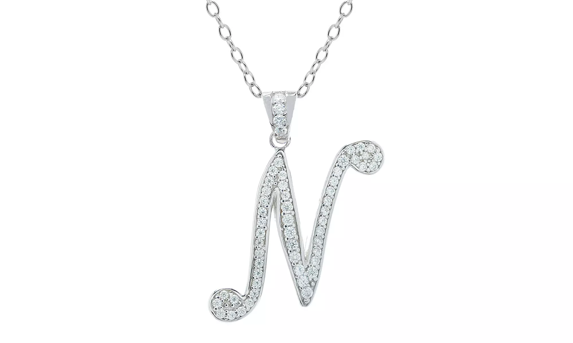 Script Initial Pendant Necklaces in Sterling Silver