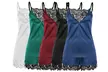 Women's Sexy Silk Satin Pajamas Sets Lace Trim Cami Tops Shorts Sleepwear - Second Medium