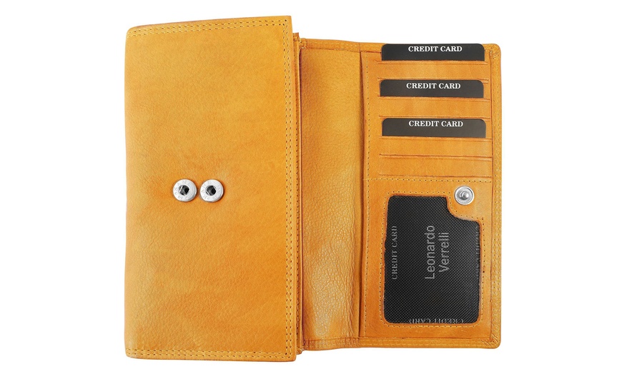 Image 51: Cartera de piel genuina para mujer Leonardo Verrelli