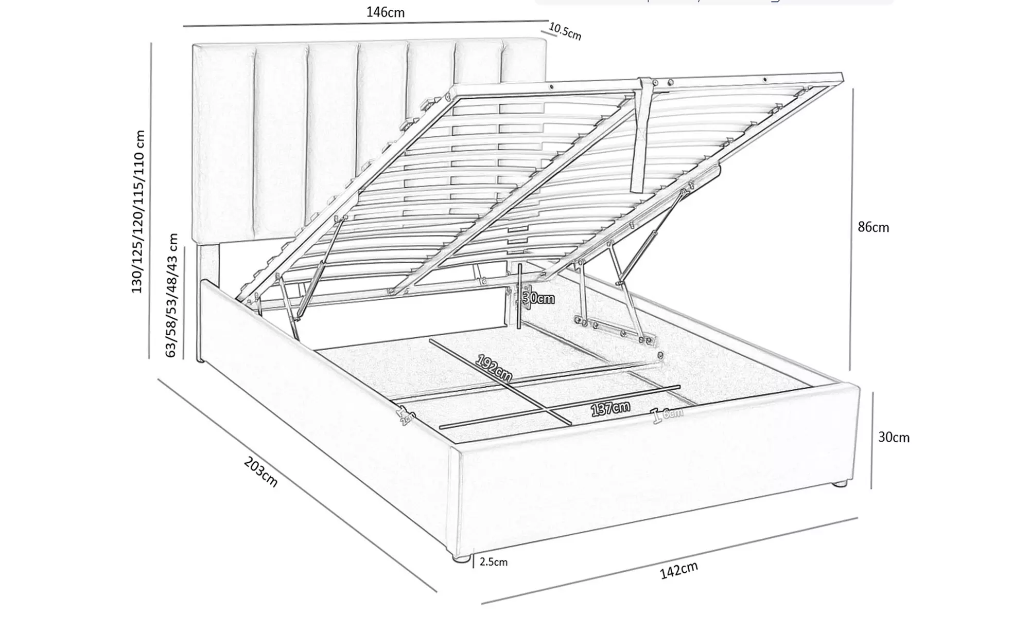 Ottoman Storage Bed Frame with Tufted Headboard