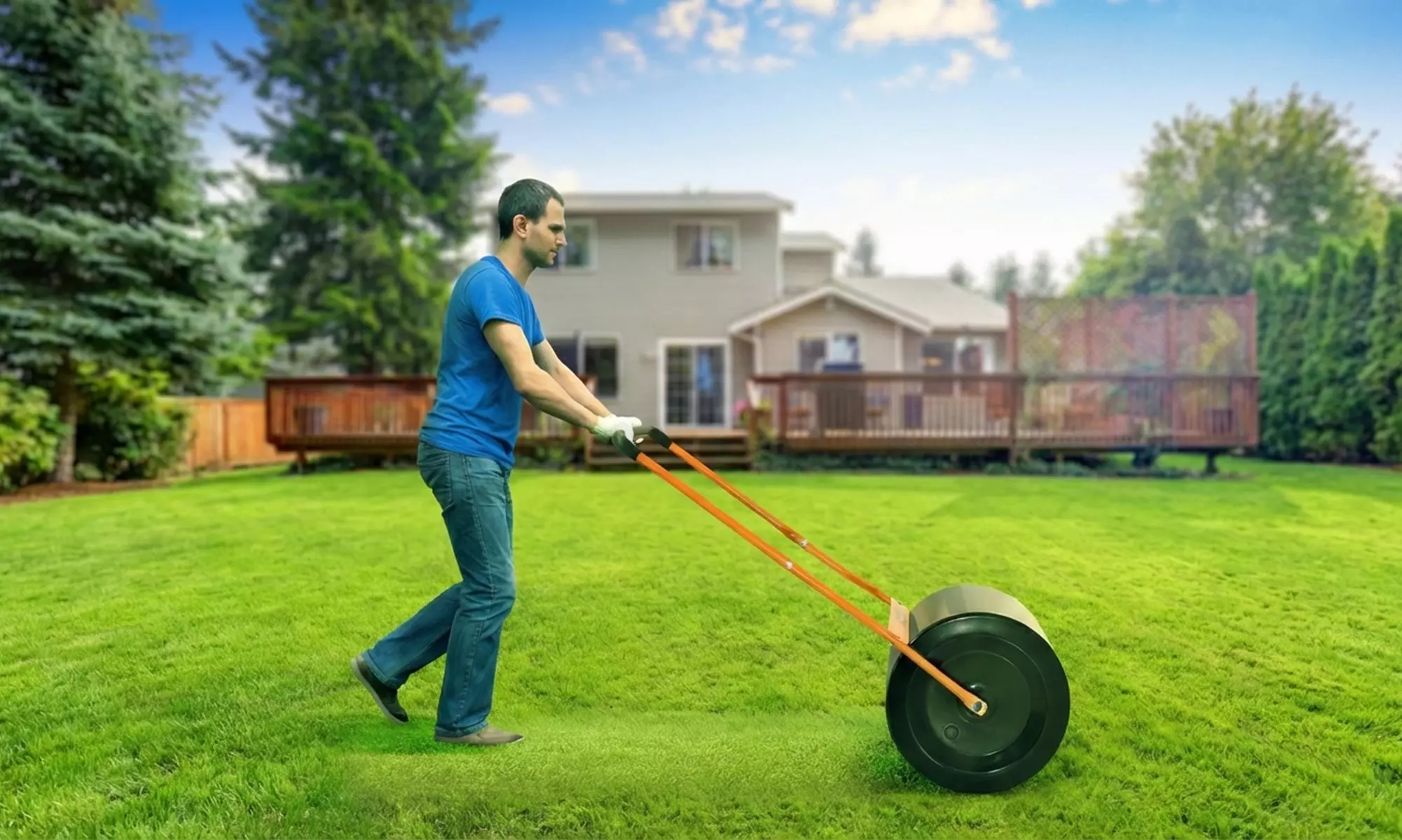 Rodillo de césped manual