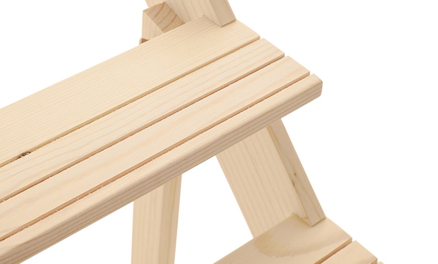 Image 5: Four Tier Natural Pine Wood Desktop Display Stand