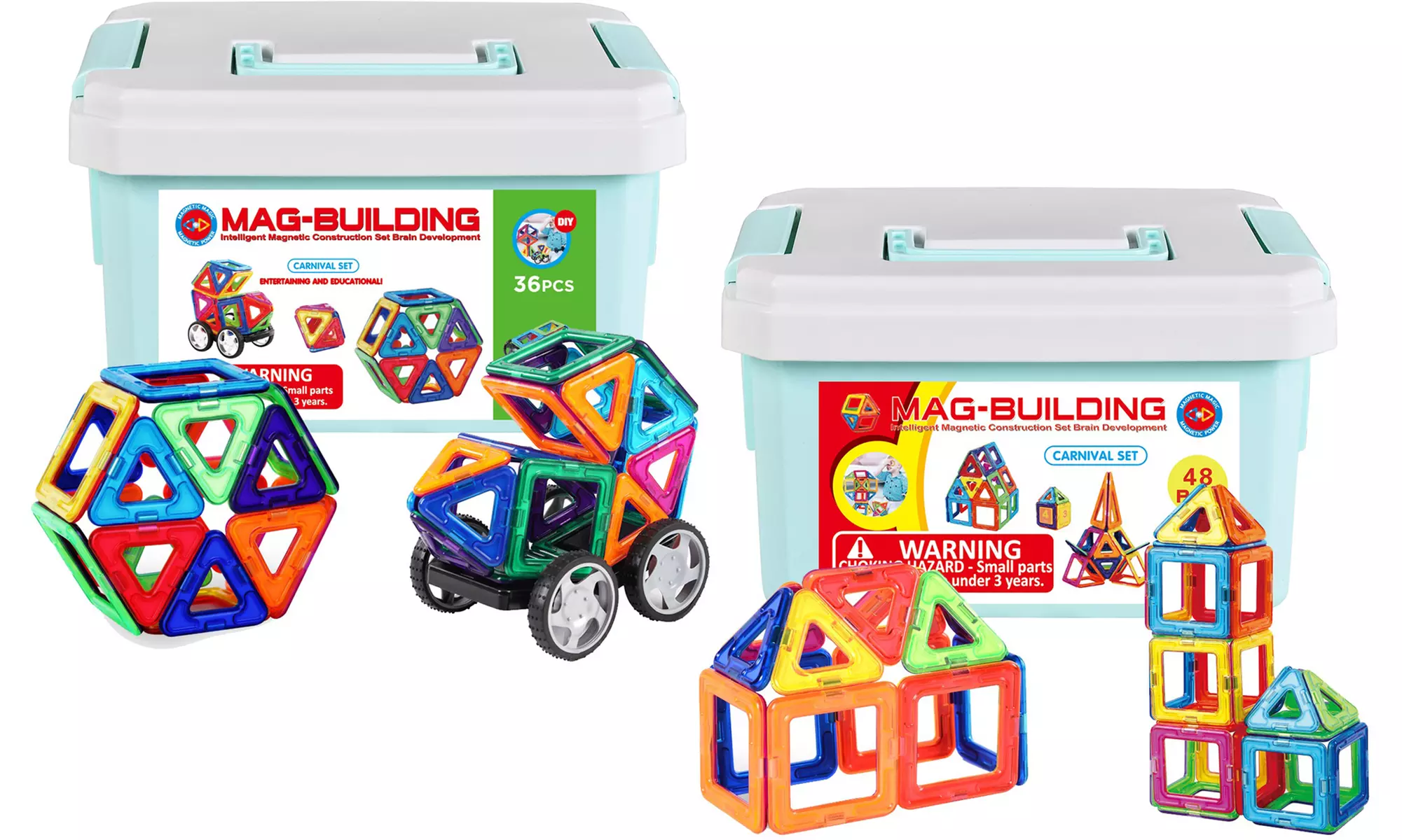 ZUMMY Kids Magnetic Building Blocks Tile Set  (48-Piece) - Primary Image