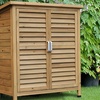 Image 1: Outsunny Wooden Garden Storage Sheds in Grey or Natural Wood