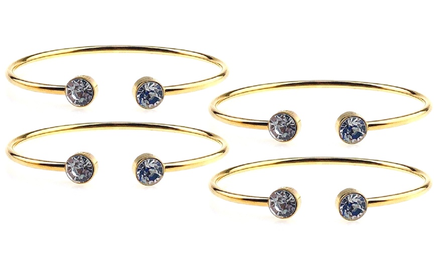 Image 5: Paris Jewelry 24k Yellow Gold Plated Round Alexandrite Stackable Bangle Bracelet