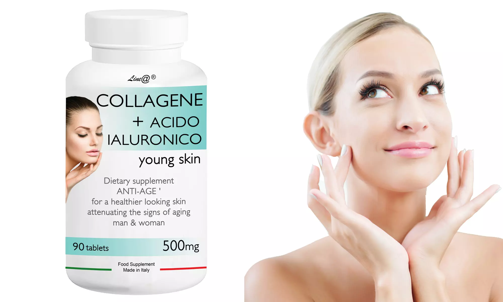 Jusqu'à 6 mois de comprimés collagène et acide hyaluronique Lineadiet