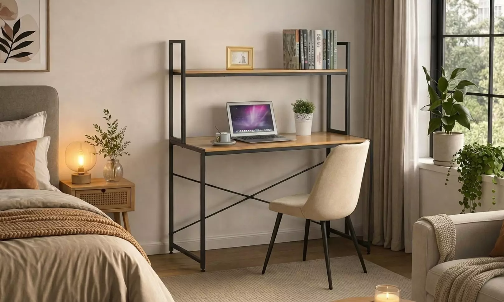 Bureau Sampur avec étagère industriel