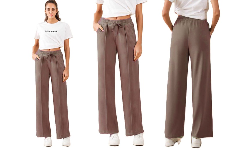 Image 11: Plain and Seam Front Wide Leg Trousers