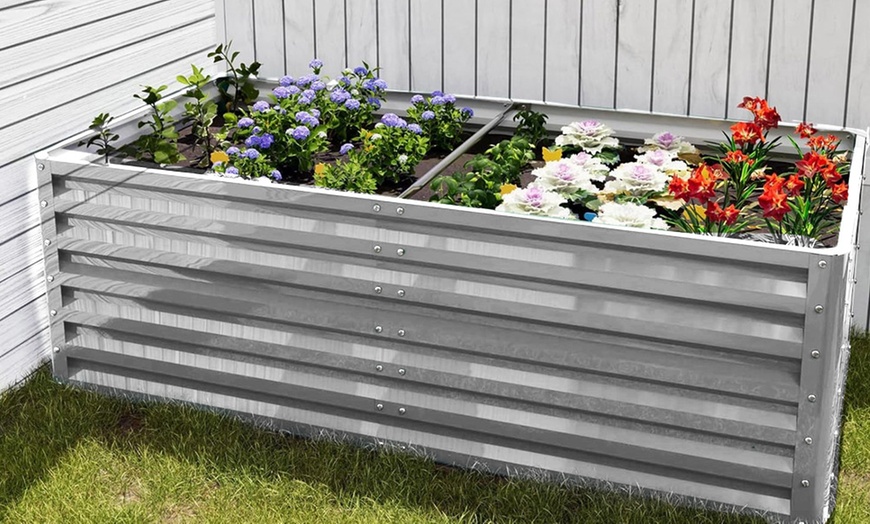 Image 12: Elevated Open Bottom Sectioned Metal Garden Bed