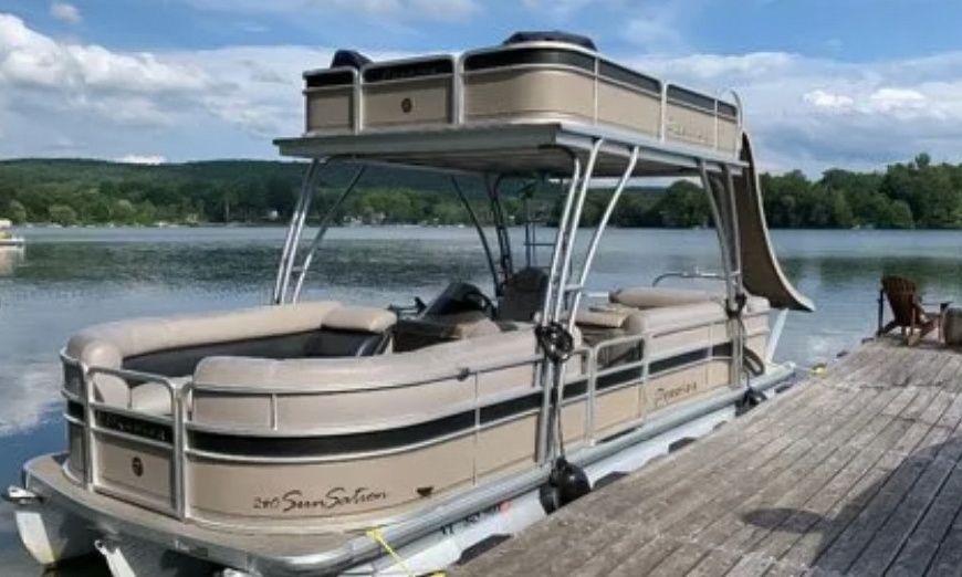 Image 5: 8-Hour Double Decker Pontoon Rental with Slide - Up to 15 People