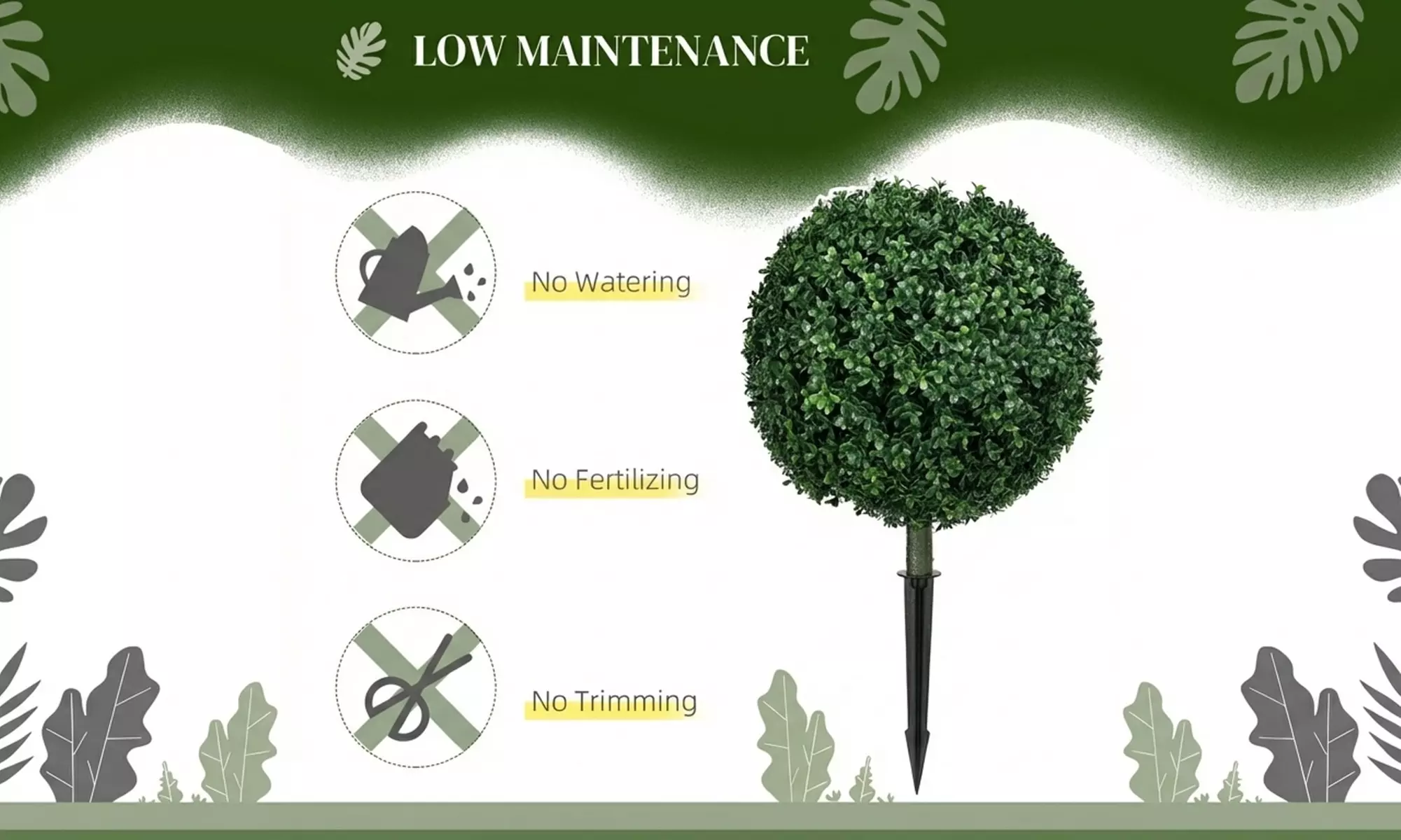 HOMCOM Artificial Boxwood Topiary Trees