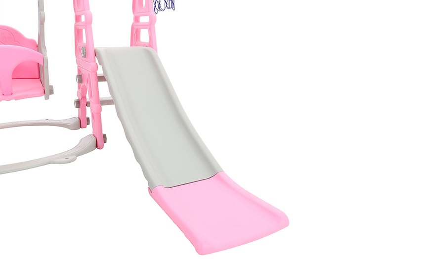 Image 3: 4-in-1 Toddler Playset with Slide, Swing, Climber and Basketball Hoop