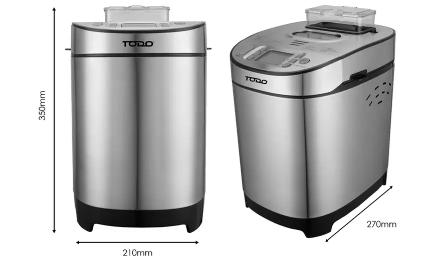 Image 6: TODO Stainless Steel Bread Maker 13 Programs Menu 550W Power