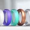 Image 1: 7 Pack Women's Silicone Wedding Bands Set Colorful Rubber Rings