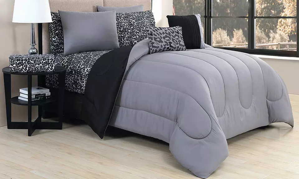 Solid Bed in a Bag Sets with Printed Sheets (9-piece) - Primary Image