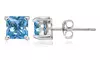 Sterling Silver Simulated Blue Topaz 5mm Princess-cut Stud Earrings