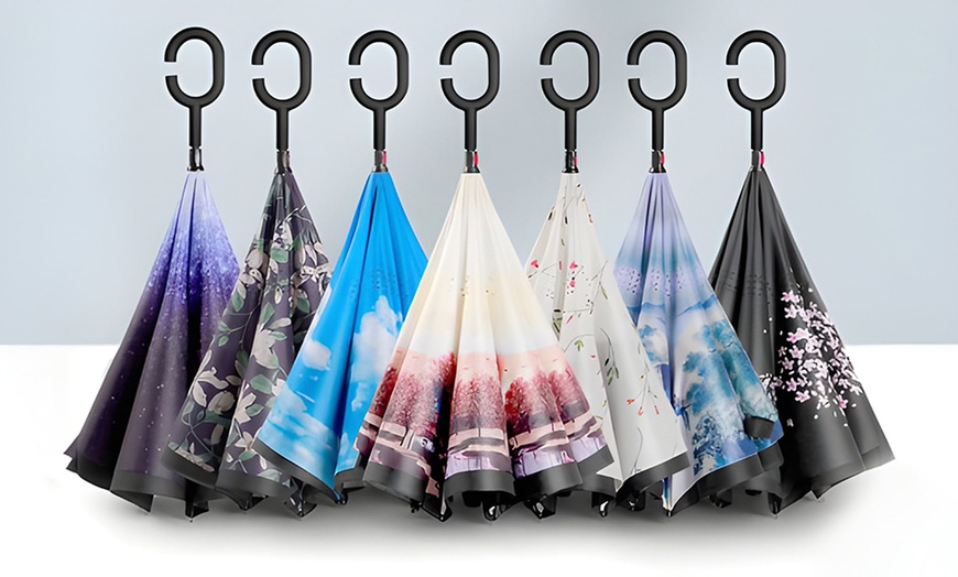 Image 5: Paraguas antiviento y antigoteo invertido