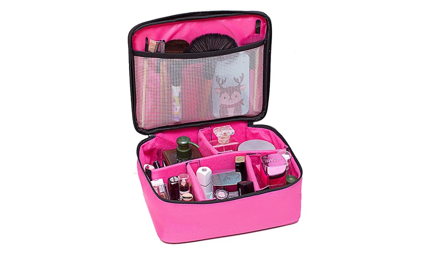 Image 8: Oxford Cosmetic Makeup Case Storage Handle Organizer Travel Kit Brush Bag Set