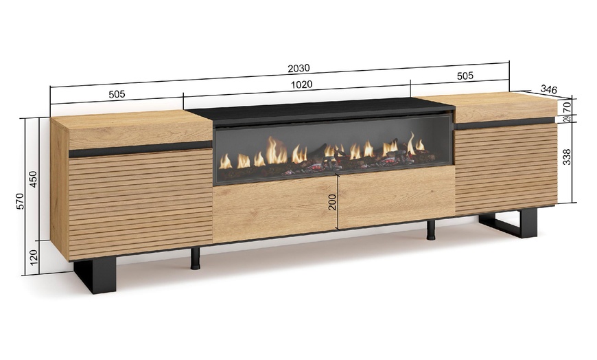 Image 24: Mueble para TV con acabado en roble y opción a chimenea eléctrica