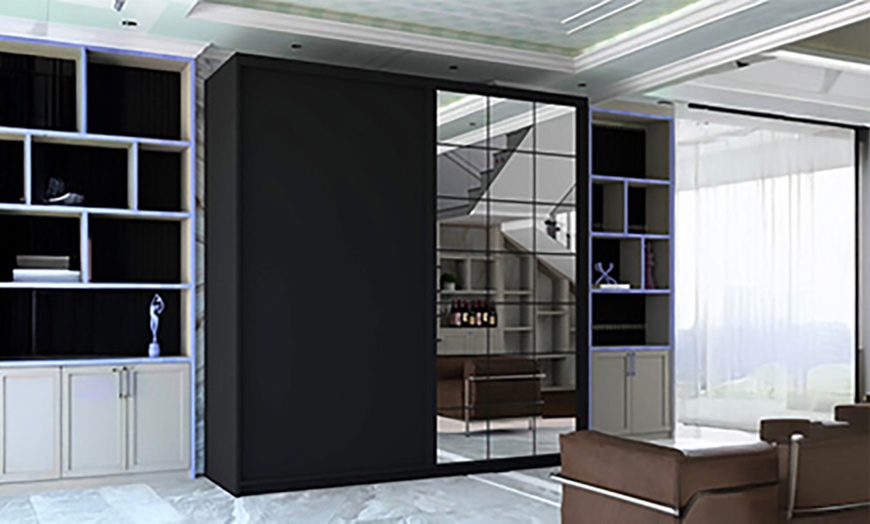 Image 1: Swiss Sliding Wardrobe with Mirrored Door