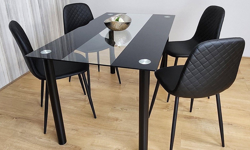 Image 33: Glass Dining Table Set with Chair Options