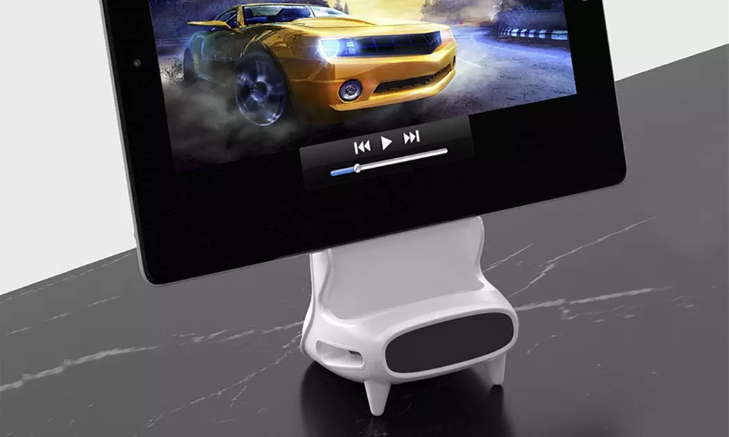 Stazione di ricarica wireless con amplificatore di suoni