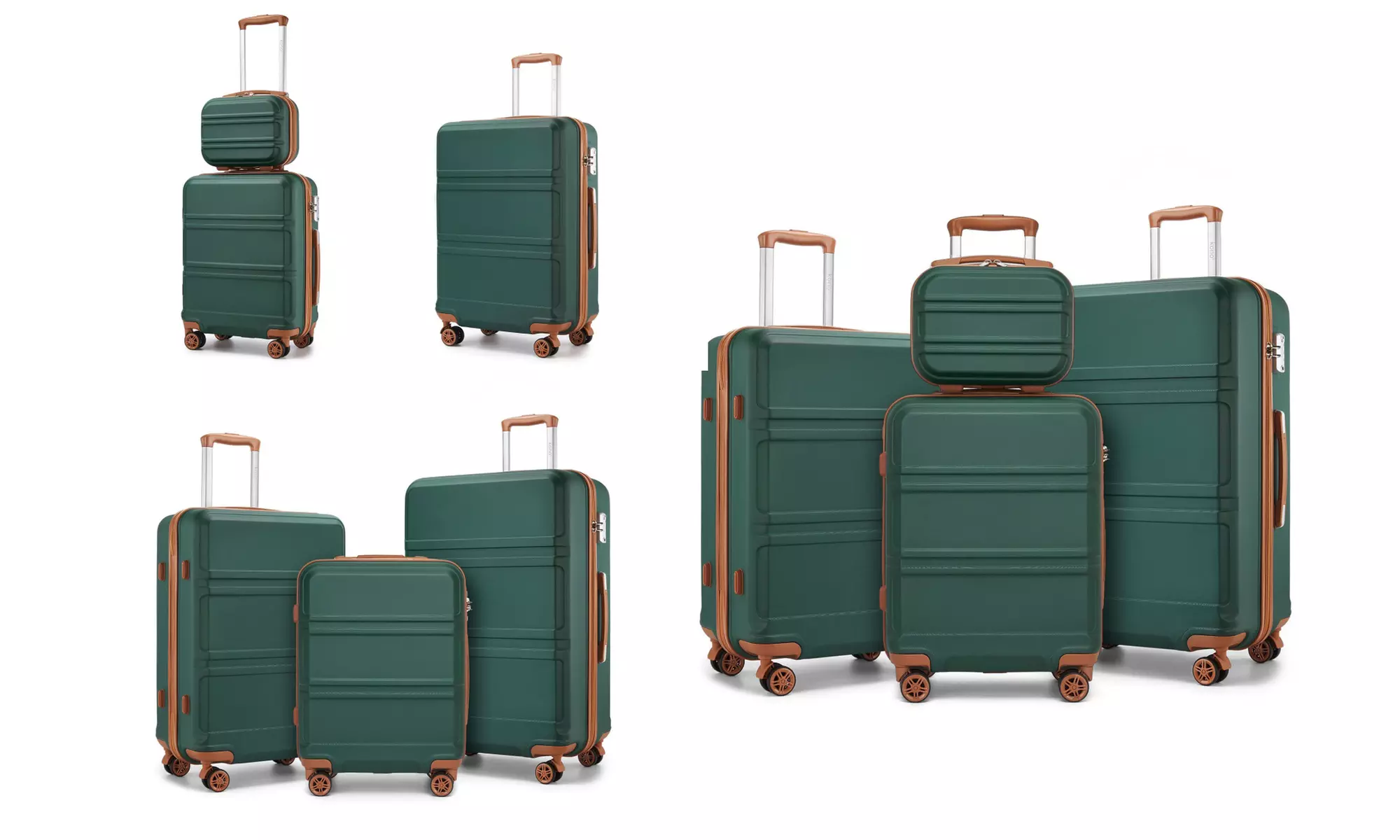 1- bis 4-teiliges Kono Reisekoffer-Set in Grün/Braun in der Größe nach Wahl - Primary Image
