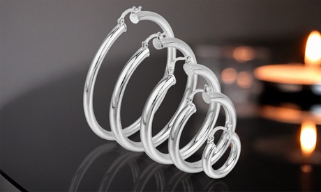 Classic Italian 3MM Hoop Earrings in Solid Sterling Silver 15MM Silver Sterling Silver