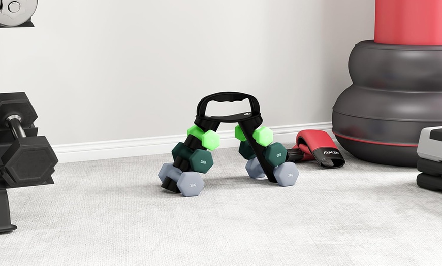 Image 10: SPORTNOW Dumbbells Set with Carry Storage Rack