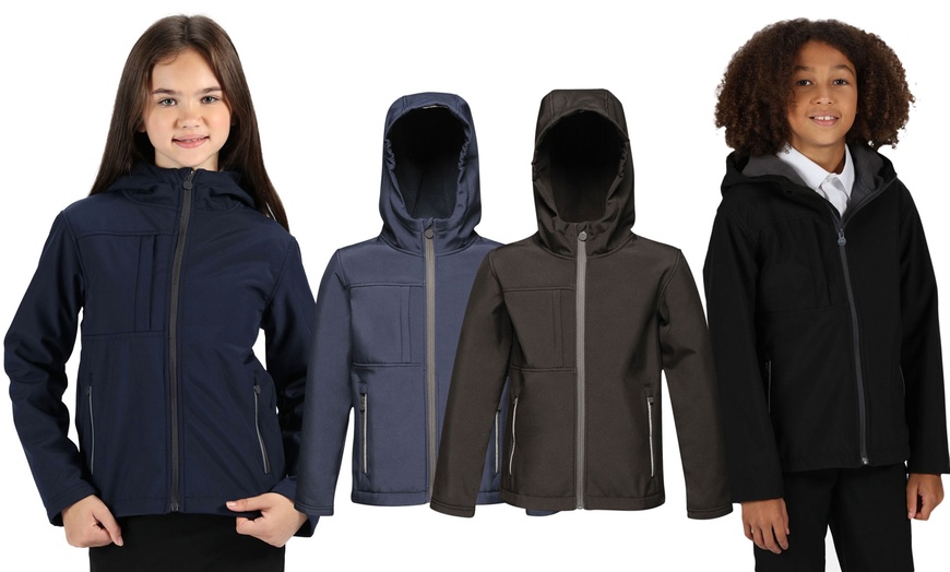 Image 1: Regatta Kids' Waterproof Hooded Softshell Jacket