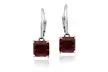 Sterling Silver 5.5ct Created Ruby Square Leverback Earrings - Second Medium
