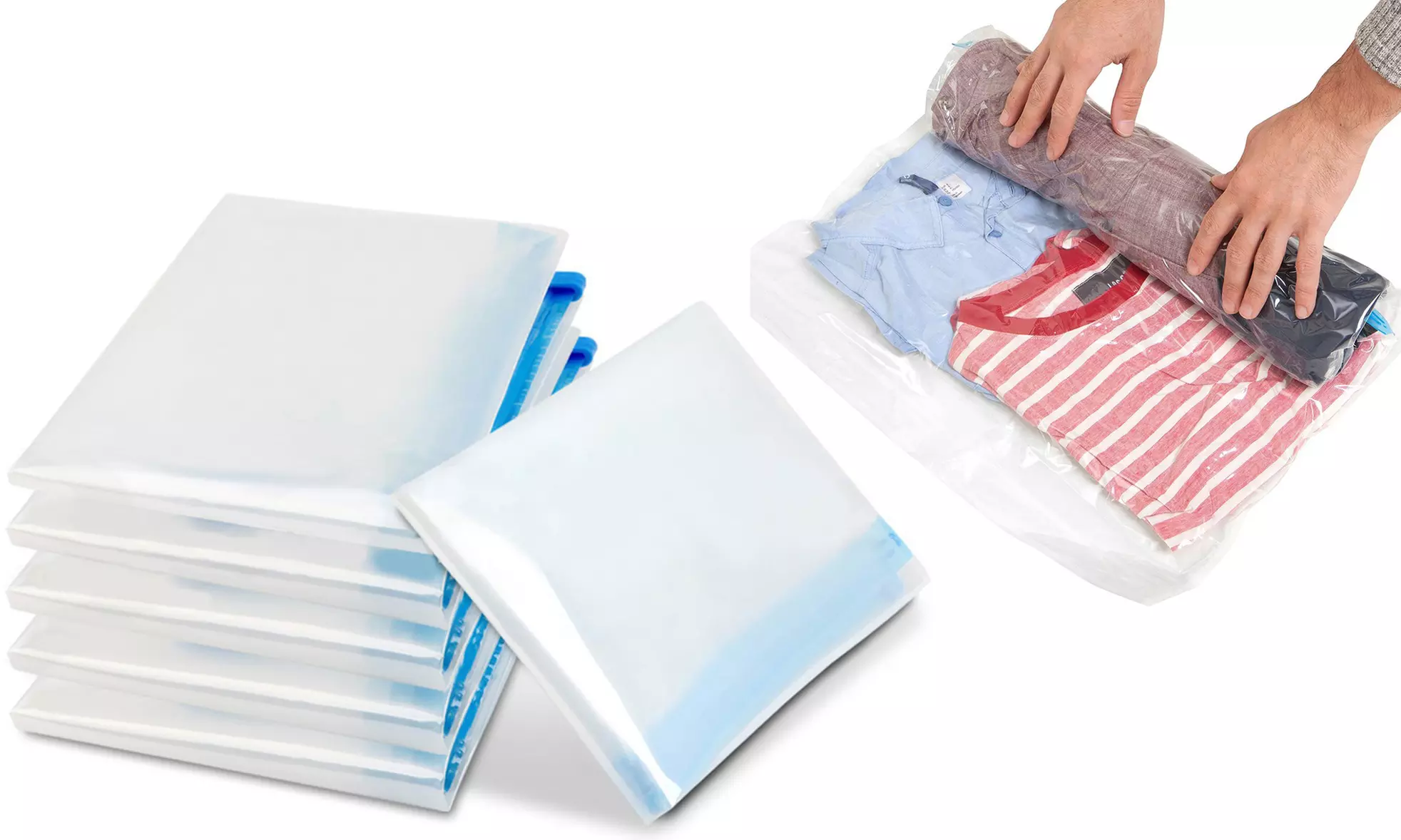 Travel Roll-Up Space Saving Bags - Compress and Seal (4 Bags / 8-Bags)