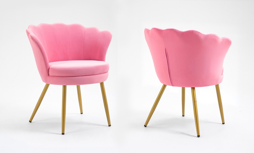 Image 10: Fluwelen schelpfauteuil