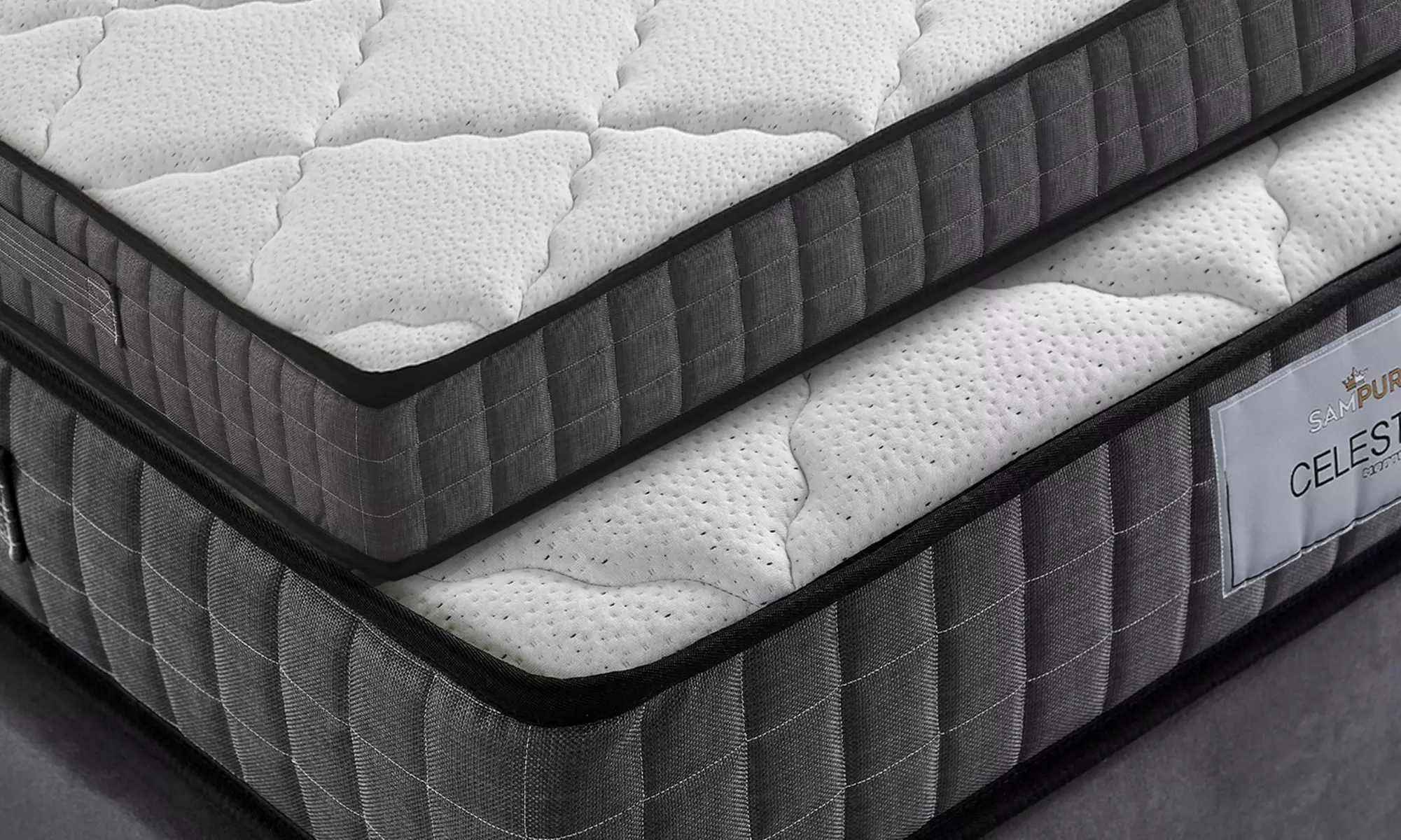 Matelas Céleste à mémoire de forme et ressorts ensachés. Sampur