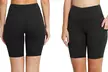 Women Activewear Workout Bike Yoga Shorts Stretch Mid Thigh Leggings with Pocket - Second Medium