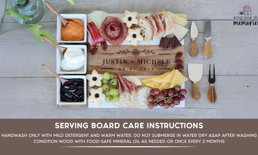 Image 13: 11pc Custom Marble Charcuterie Board + 5pc Coaster Set