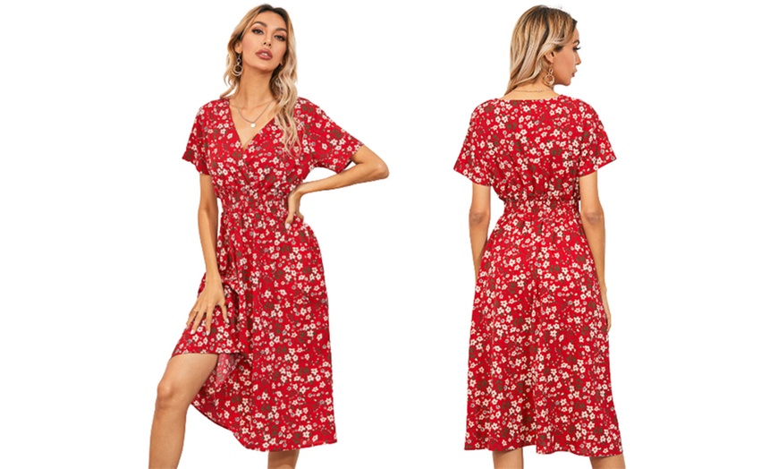 Image 4: Floral Summer Short Sleeve Dress