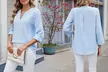 Women Dressy V Neck Ruffle 3/4 Sleeve Trendy Eyelet Blouses Loose Fit Tunic - Second Medium