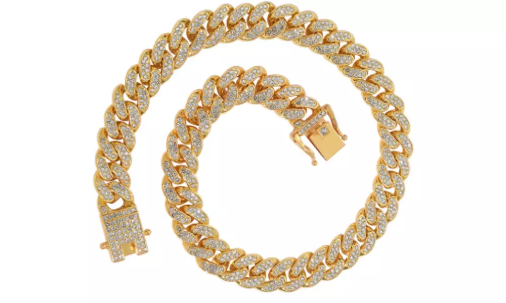 Premium Cuban Link Dog Collar; Rhinestone Design